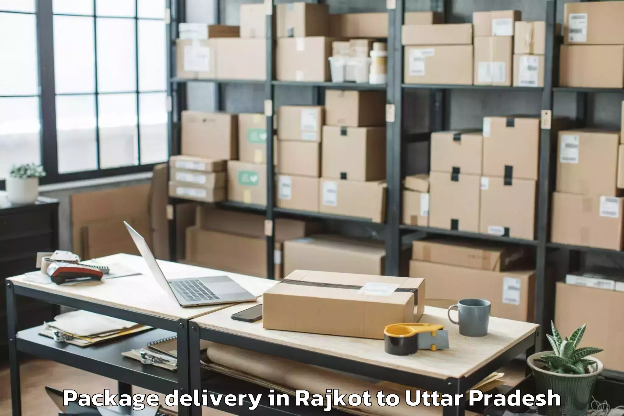 Top Rajkot to Barkhera Kalan Package Delivery Available